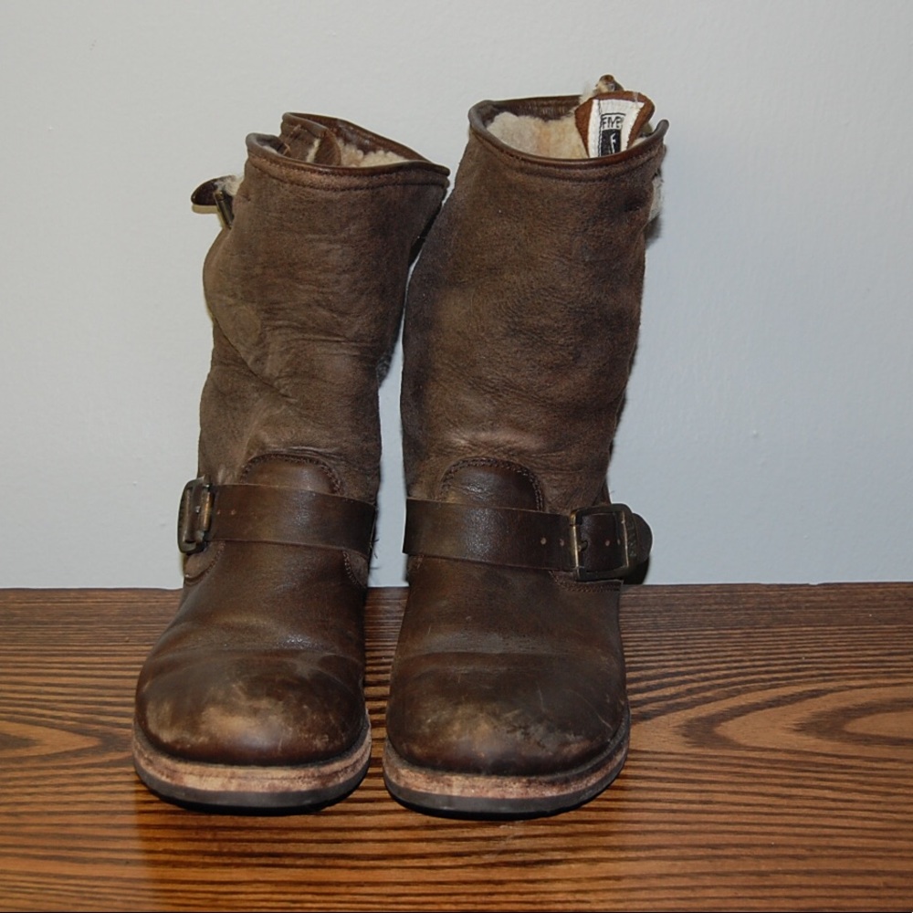 Frye shearling lined engineer boots - 8